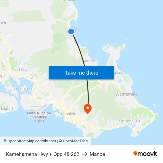Kamehameha Hwy + Opp 48-262 to Manoa map