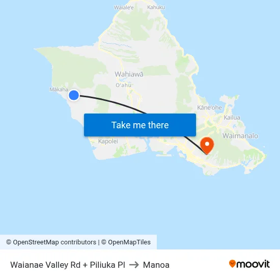 Waianae Valley Rd + Piliuka Pl to Manoa map
