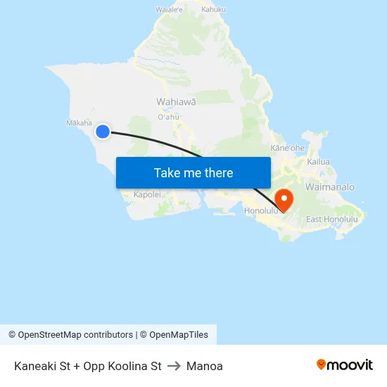 Kaneaki St + Opp Koolina St to Manoa map