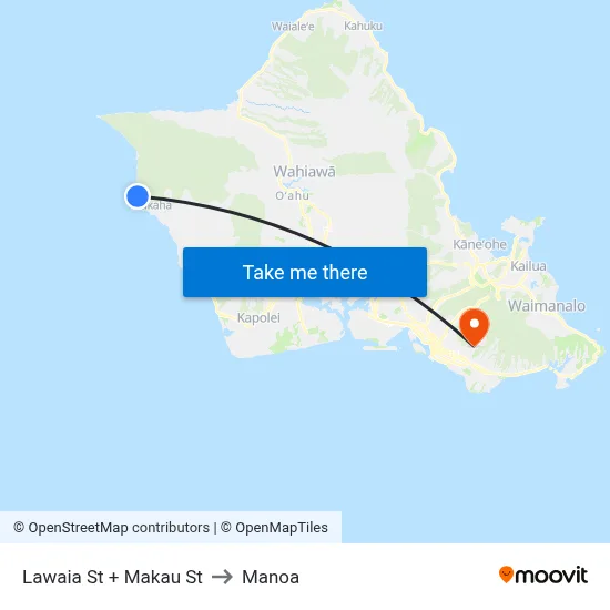 Lawaia St + Makau St to Manoa map