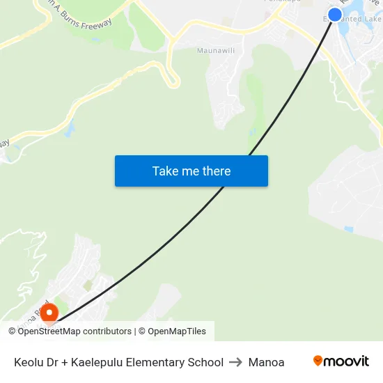 Keolu Dr + Kaelepulu Elementary School to Manoa map
