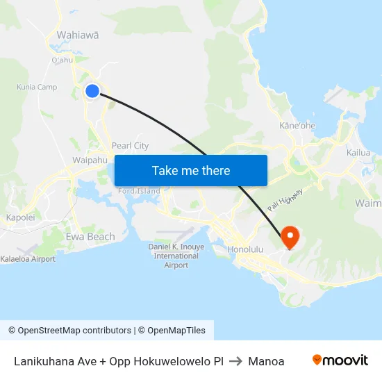 Lanikuhana Ave + Opp Hokuwelowelo Pl to Manoa map