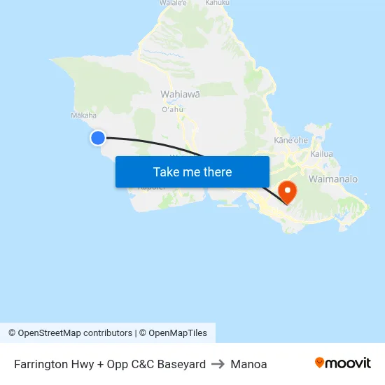 Farrington Hwy + Opp C&C Baseyard to Manoa map
