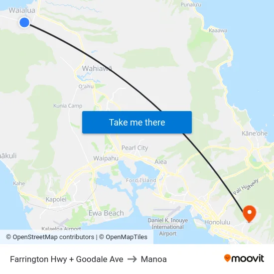 Farrington Hwy + Goodale Ave to Manoa map