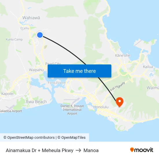 Ainamakua Dr + Meheula Pkwy to Manoa map