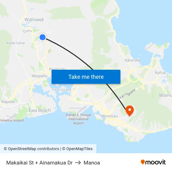 Makaikai St + Ainamakua Dr to Manoa map