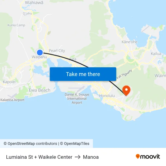 Lumiaina St + Waikele Center to Manoa map