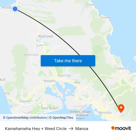 Kamehameha Hwy + Weed Circle to Manoa map