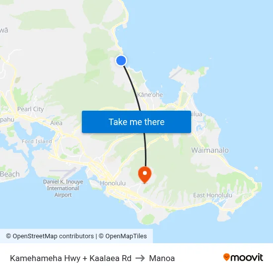 Kamehameha Hwy + Kaalaea Rd to Manoa map