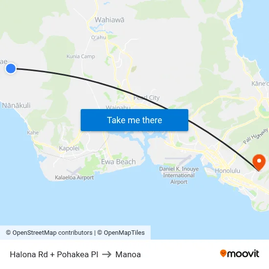 Halona Rd + Pohakea Pl to Manoa map