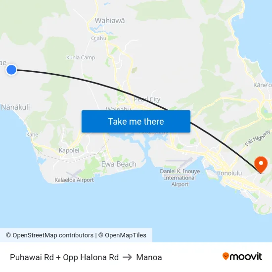 Puhawai Rd + Opp Halona Rd to Manoa map