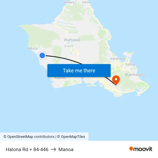 Halona Rd + 84-446 to Manoa map