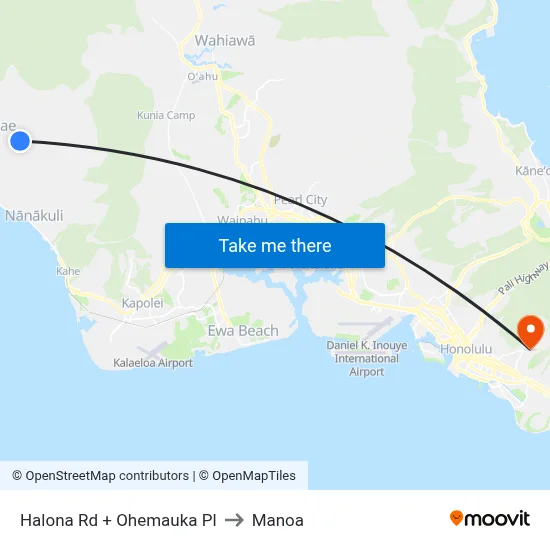 Halona Rd + Ohemauka Pl to Manoa map