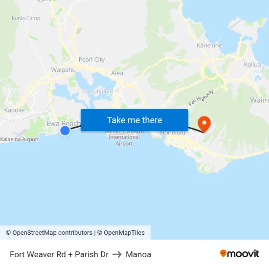 Fort Weaver Rd + Parish Dr to Manoa map