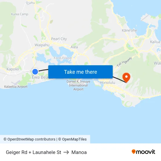 Geiger Rd + Launahele St to Manoa map