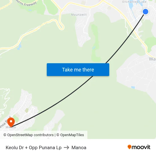 Keolu Dr + Opp Punana Lp to Manoa map