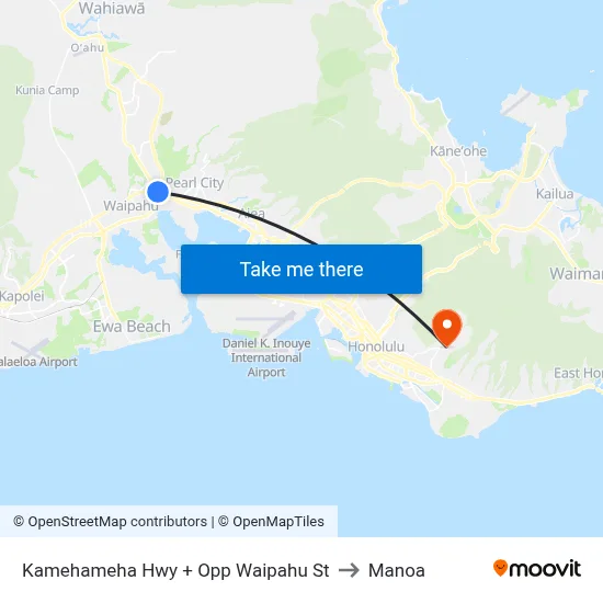 Kamehameha Hwy + Opp Waipahu St to Manoa map