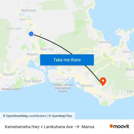 Kamehameha Hwy + Lanikuhana Ave to Manoa map