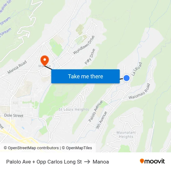 Palolo Ave + Opp Carlos Long St to Manoa map