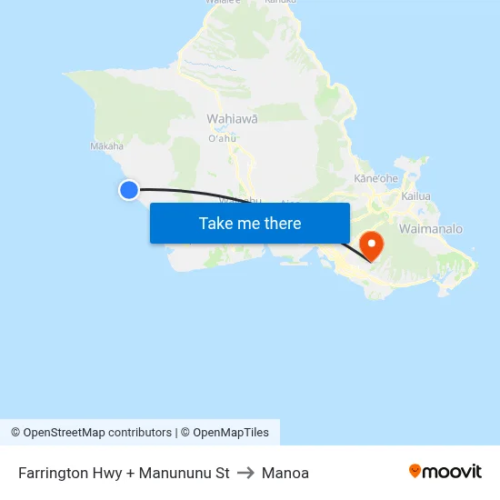 Farrington Hwy + Manununu St to Manoa map