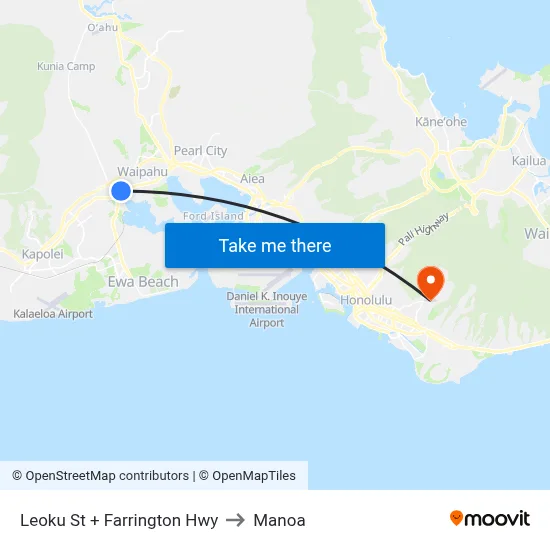 Leoku St + Farrington Hwy to Manoa map