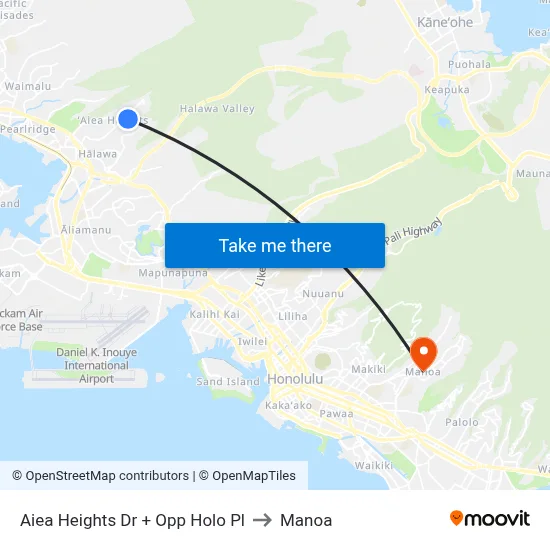 Aiea Heights Dr + Opp Holo Pl to Manoa map