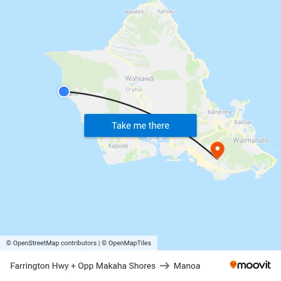 Farrington Hwy + Opp Makaha Shores to Manoa map