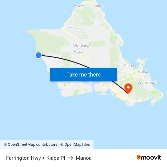 Farrington Hwy + Kiapa Pl to Manoa map
