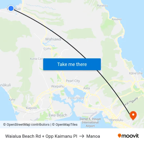 Waialua Beach Rd + Opp Kaimanu Pl to Manoa map