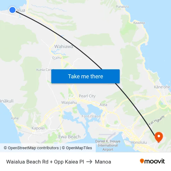 Waialua Beach Rd + Opp Kaiea Pl to Manoa map
