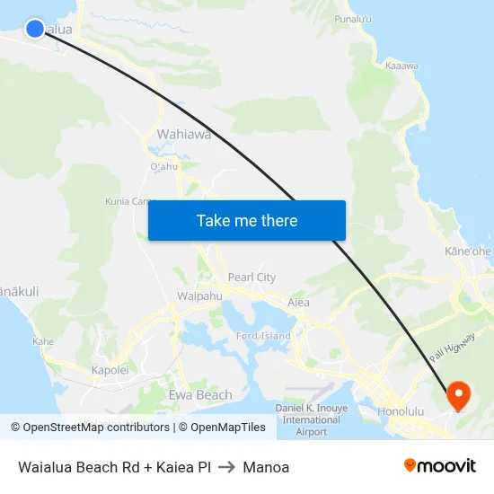 Waialua Beach Rd + Kaiea Pl to Manoa map