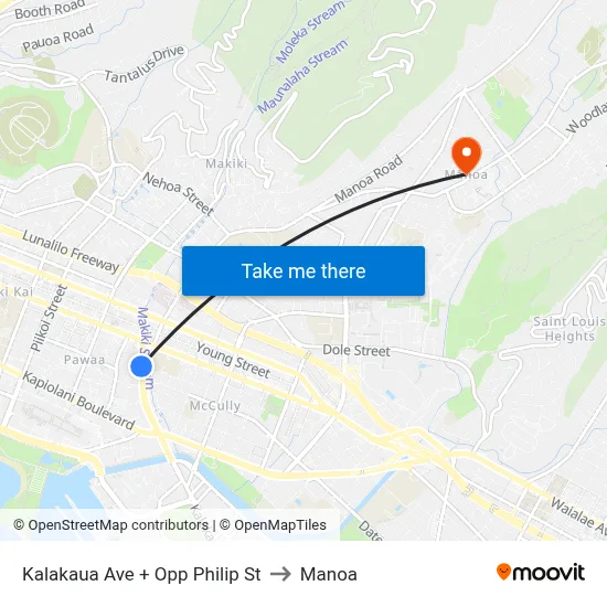 Kalakaua Ave + Opp Philip St to Manoa map
