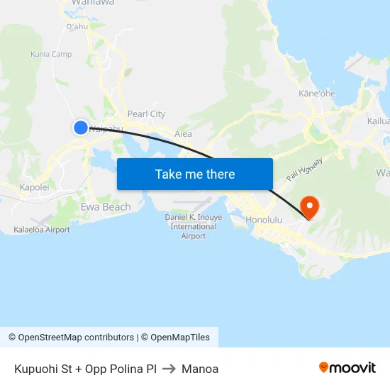 Kupuohi St + Opp Polina Pl to Manoa map
