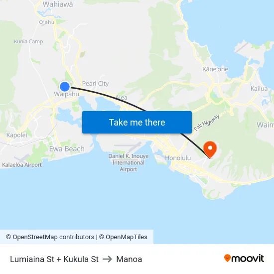 Lumiaina St + Kukula St to Manoa map