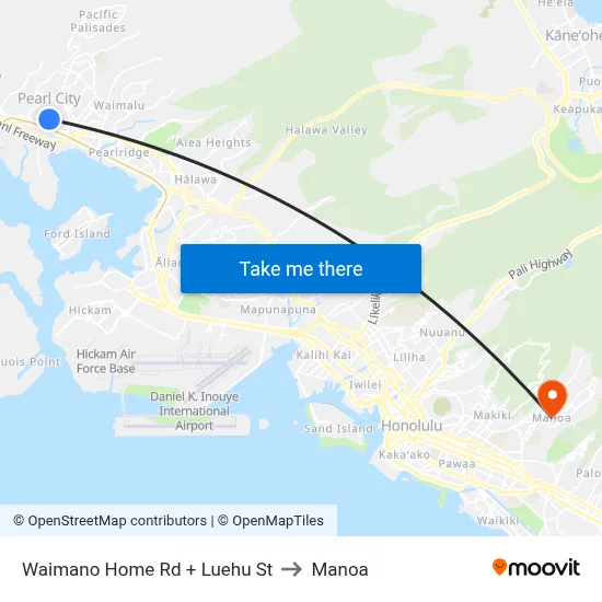 Waimano Home Rd + Luehu St to Manoa map