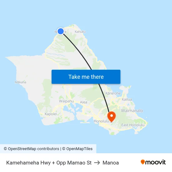 Kamehameha Hwy + Opp Mamao St to Manoa map