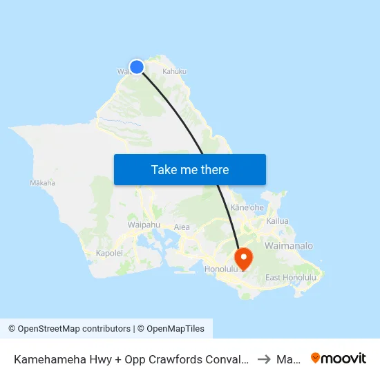 Kamehameha Hwy + Opp Crawfords Convalescent Home to Manoa map