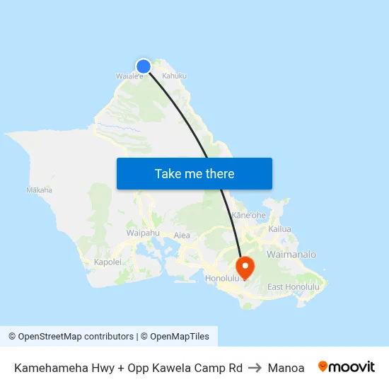 Kamehameha Hwy + Opp Kawela Camp Rd to Manoa map