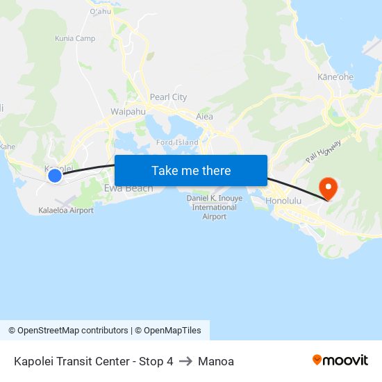Kapolei Transit Center - Stop 4 to Manoa map