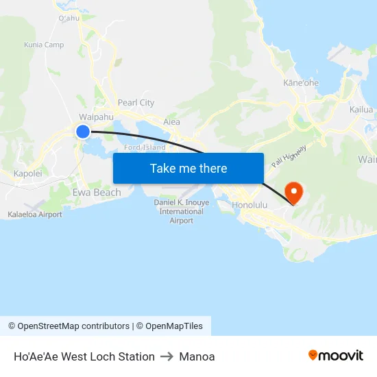 Ho'Ae'Ae West Loch Station to Manoa map