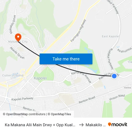 Ka Makana Alii Main Drwy + Opp Kualakai Pkwy to Makakilo City map