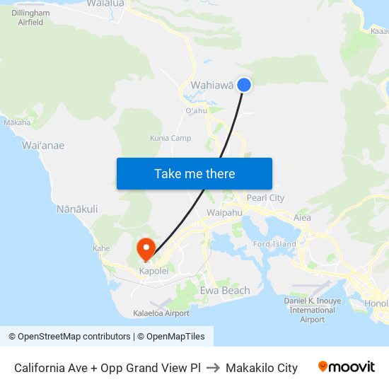 California Ave + Opp Grand View Pl to Makakilo City map