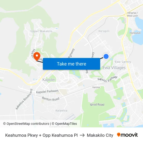 Keahumoa Pkwy + Opp Keahumoa Pl to Makakilo City map
