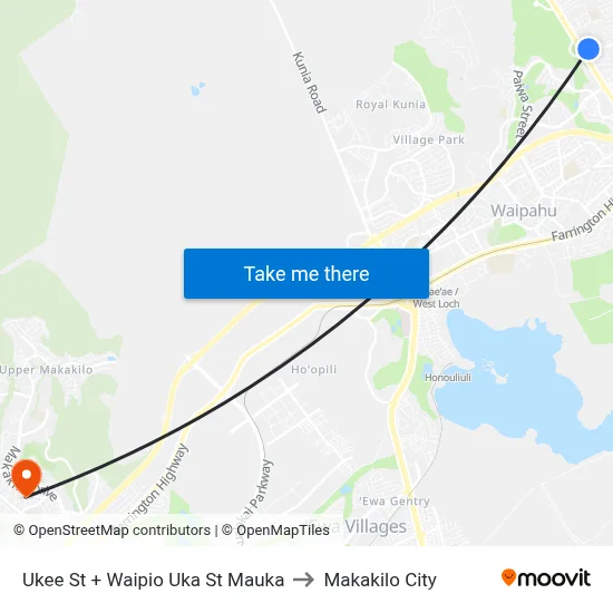 Ukee St + Waipio Uka St Mauka to Makakilo City map