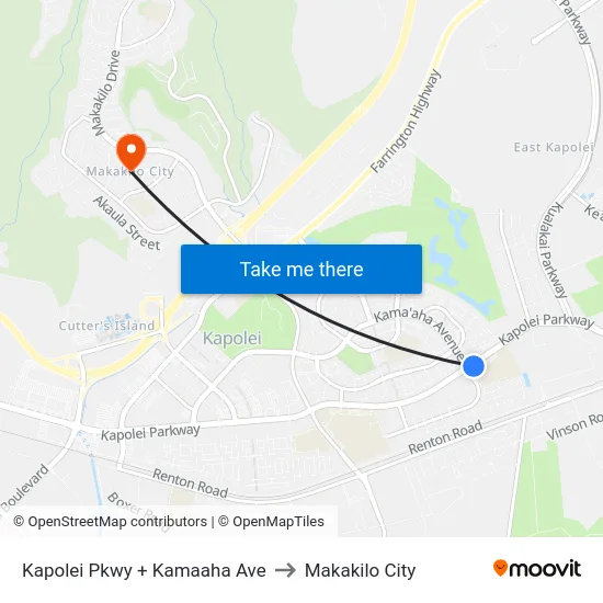Kapolei Pkwy + Kamaaha Ave to Makakilo City map