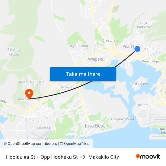 Hoolaulea St + Opp Hoohaku St to Makakilo City map