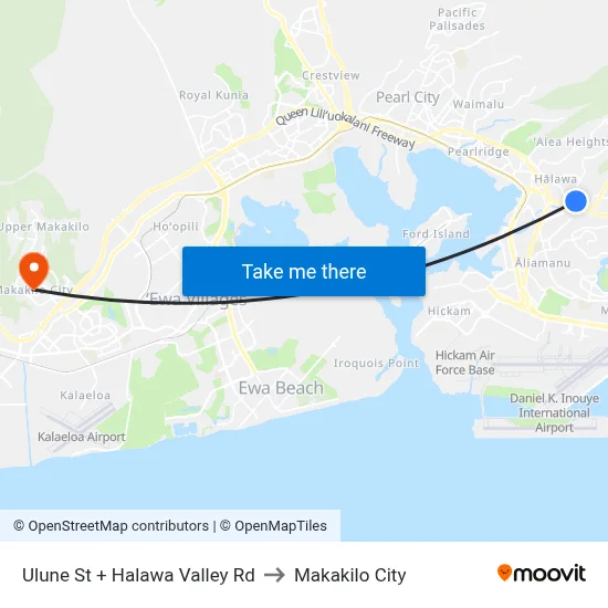 Ulune St + Halawa Valley Rd to Makakilo City map