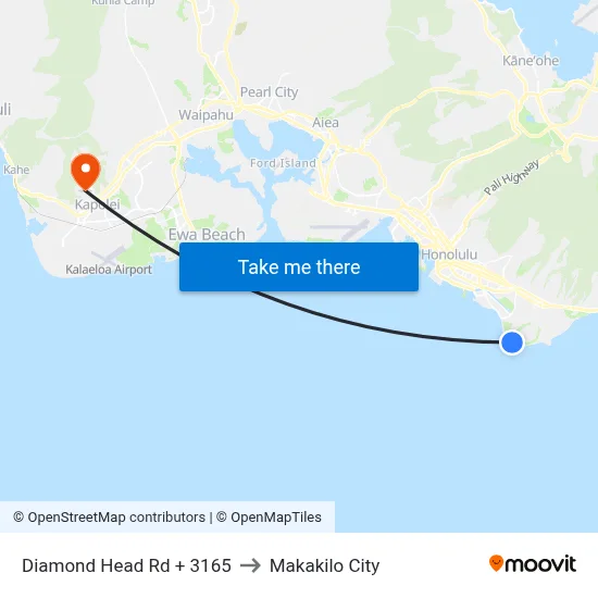 Diamond Head Rd + 3165 to Makakilo City map