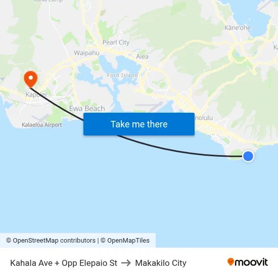Kahala Ave + Opp Elepaio St to Makakilo City map