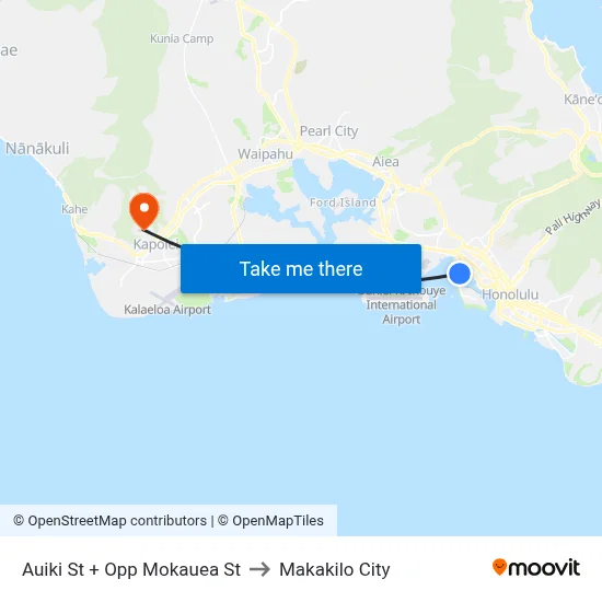 Auiki St + Opp Mokauea St to Makakilo City map
